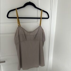 Marni cotton camisole in lavender with contrast mustard straps.
